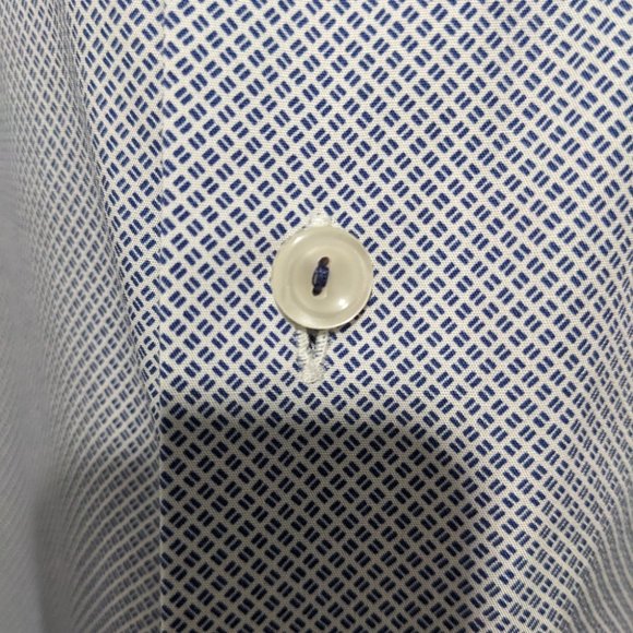 Eton | Slim Fit Micro Print Poplin Shirt in Navy & White - Picture 11 of 12